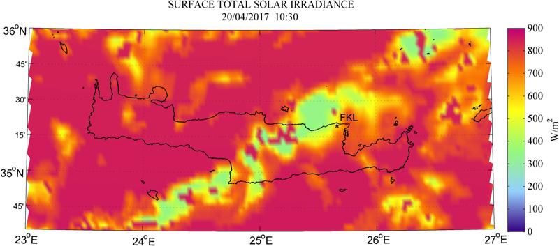 Surface total solar irradiance - 2017-04-20 10:30