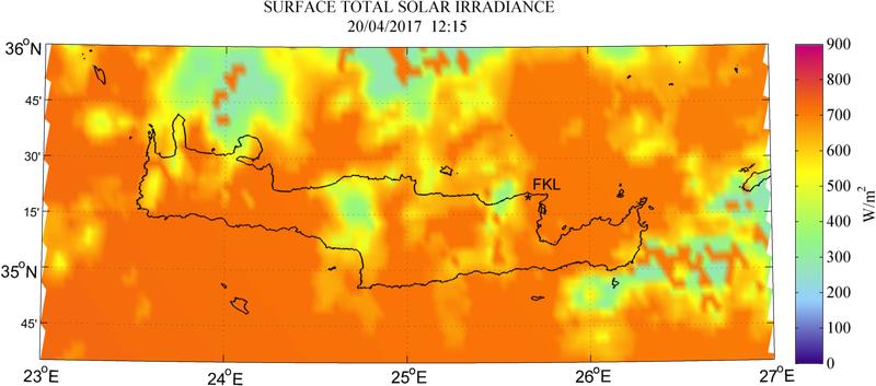 Surface total solar irradiance - 2017-04-20 12:15