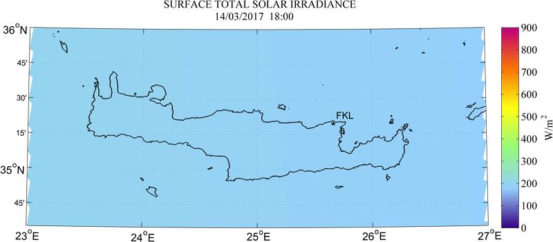 Surface total solar irradiance - 2017-03-14 16:00
