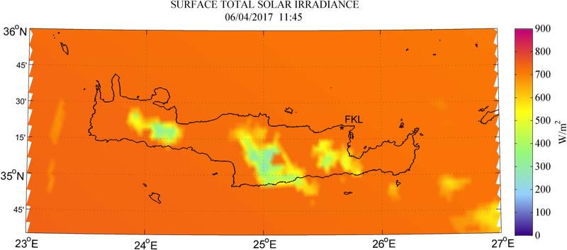 Surface total solar irradiance - 2017-04-06 11:45