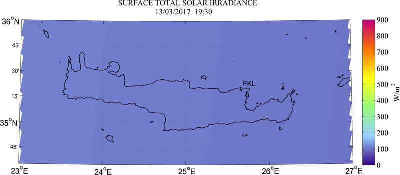 Surface total solar irradiance - 2017-03-13 17:30