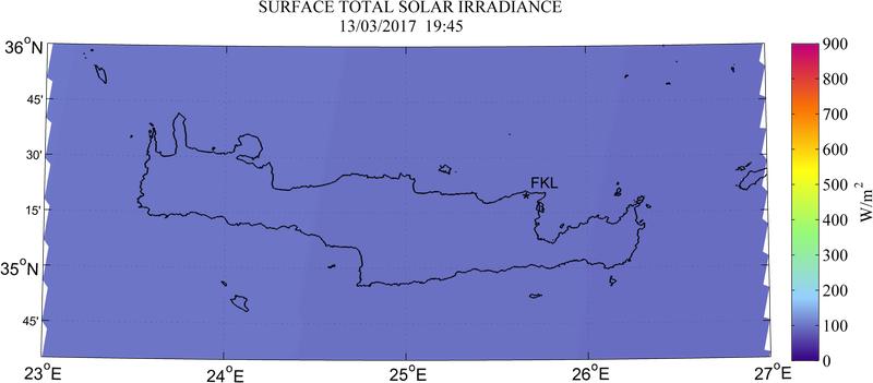 Surface total solar irradiance - 2017-03-13 17:45