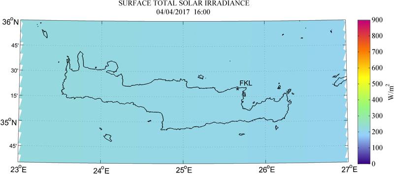 Surface total solar irradiance - 2017-04-04 16:00