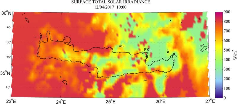 Surface total solar irradiance - 2017-04-12 10:00