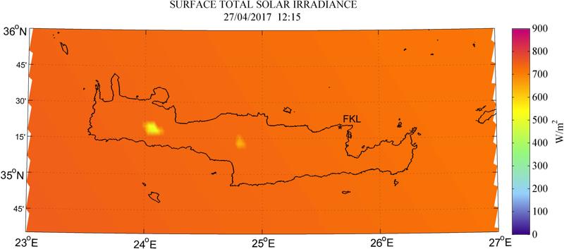 Surface total solar irradiance - 2017-04-27 12:15