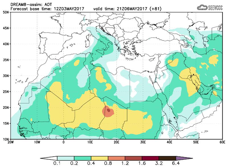 Aerosol optical depth at T69