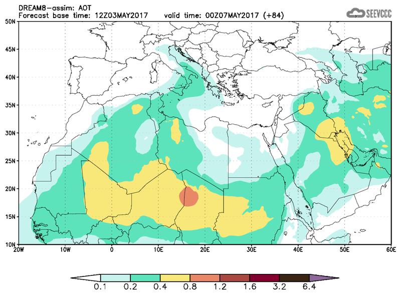 Aerosol optical depth at T72