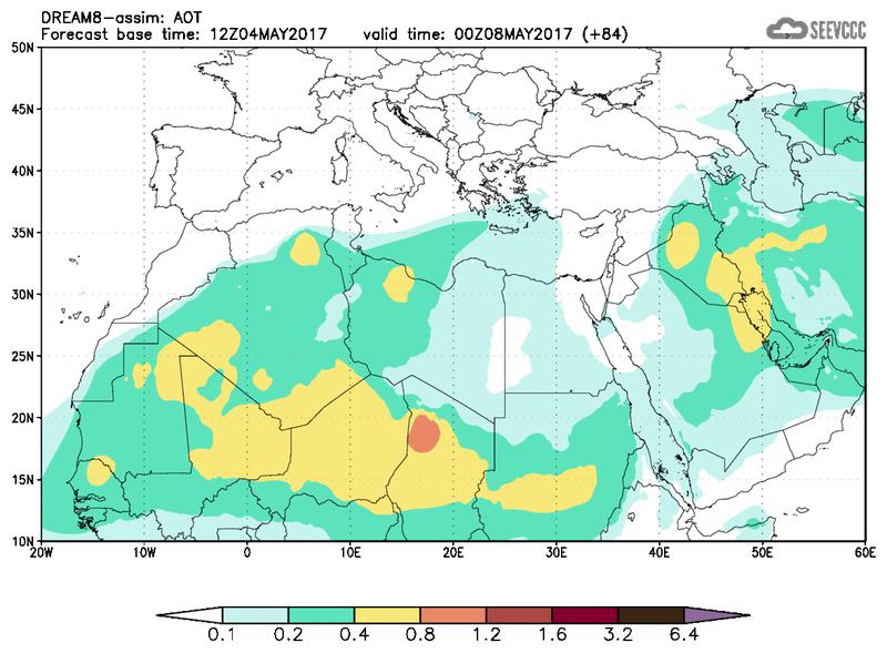 Aerosol optical depth at T72