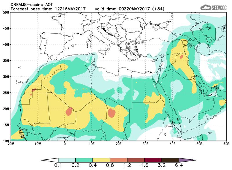 Aerosol optical depth at T72