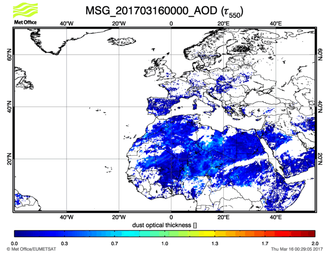 Aerosol Optical Depth - 2017-03-16 00:00