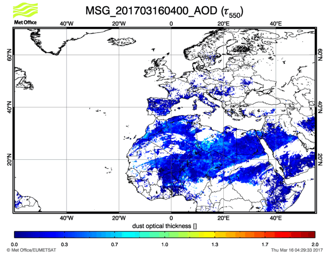 Aerosol Optical Depth - 2017-03-16 04:00