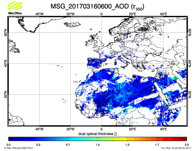 Aerosol Optical Depth - 2017-03-16 06:00