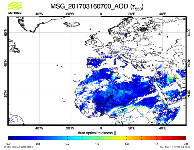 Aerosol Optical Depth - 2017-03-16 07:00