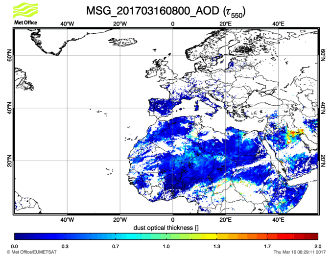 Aerosol Optical Depth - 2017-03-16 08:00