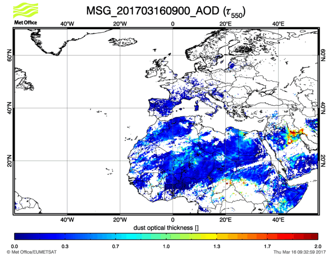 Aerosol Optical Depth - 2017-03-16 09:00