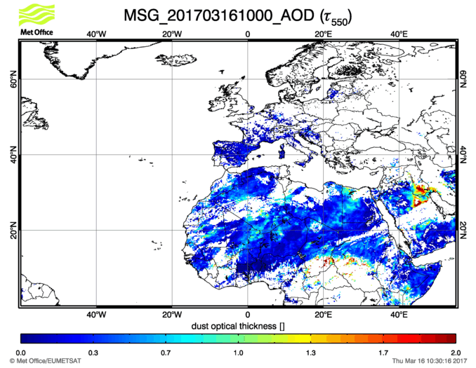 Aerosol Optical Depth - 2017-03-16 10:00