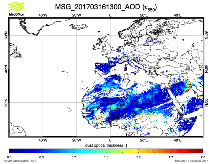 Aerosol Optical Depth - 2017-03-16 13:00