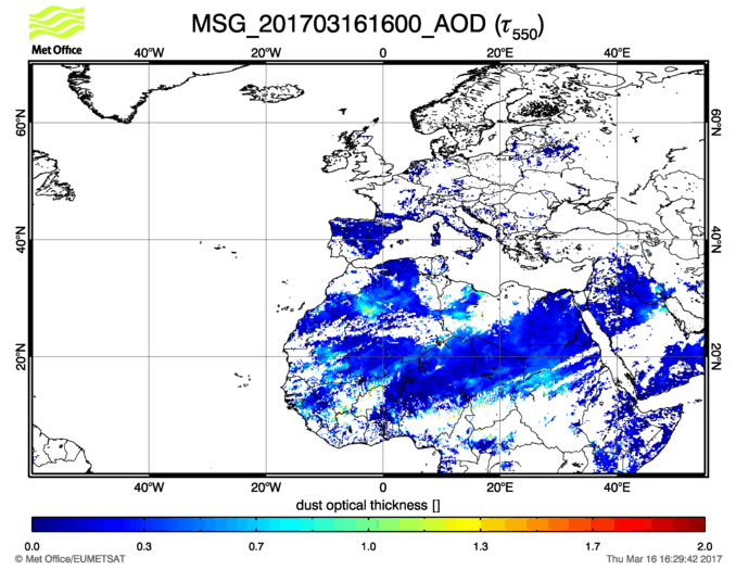 Aerosol Optical Depth - 2017-03-16 16:00