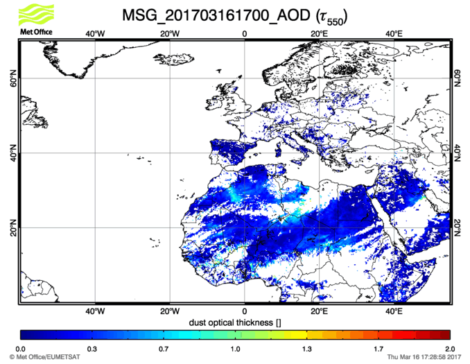 Aerosol Optical Depth - 2017-03-16 17:00