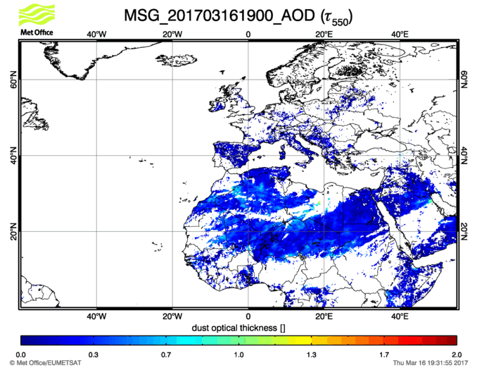 Aerosol Optical Depth - 2017-03-16 19:00