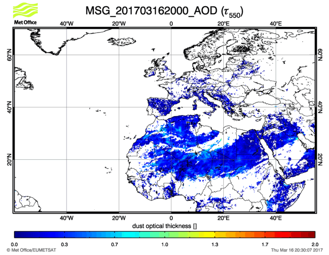 Aerosol Optical Depth - 2017-03-16 20:00