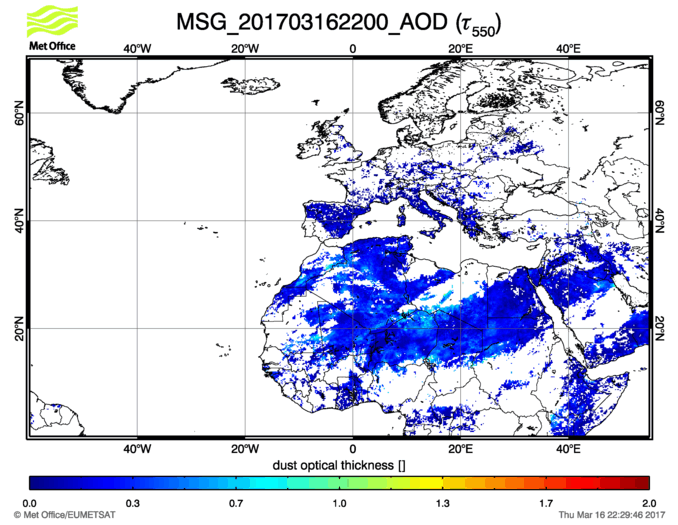 Aerosol Optical Depth - 2017-03-16 22:00