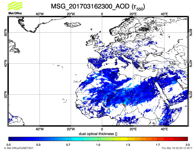 Aerosol Optical Depth - 2017-03-16 23:00