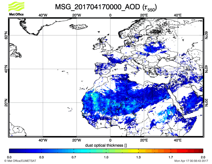 Aerosol Optical Depth - 2017-04-17 00:00