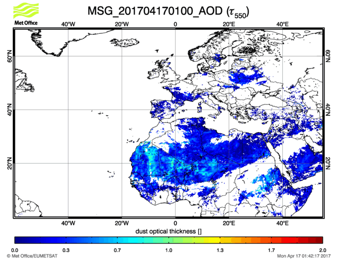 Aerosol Optical Depth - 2017-04-17 01:00