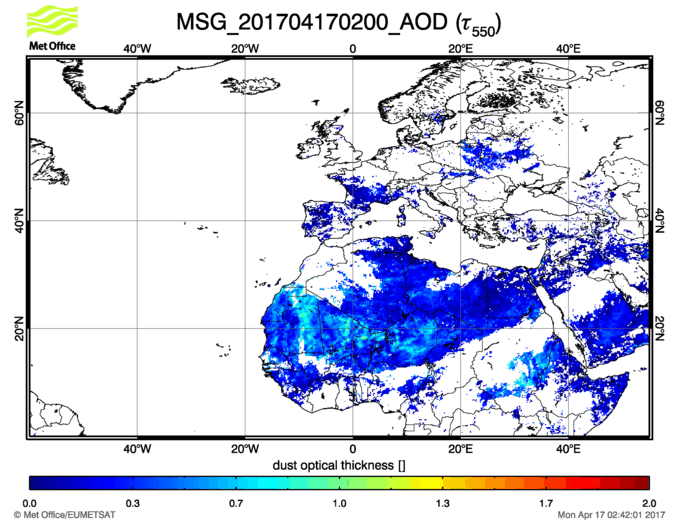 Aerosol Optical Depth - 2017-04-17 02:00