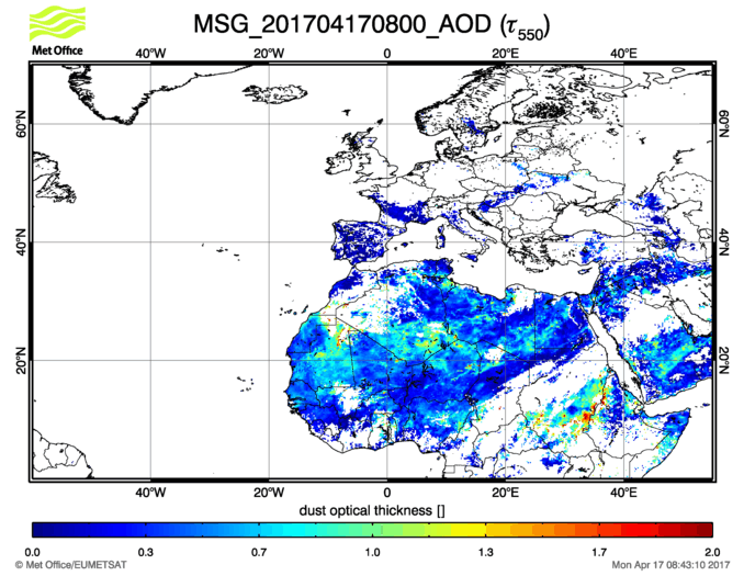 Aerosol Optical Depth - 2017-04-17 08:00