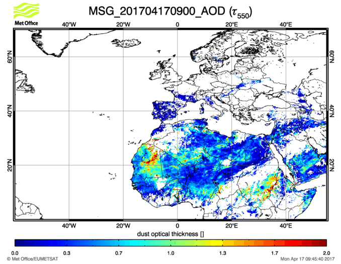 Aerosol Optical Depth - 2017-04-17 09:00