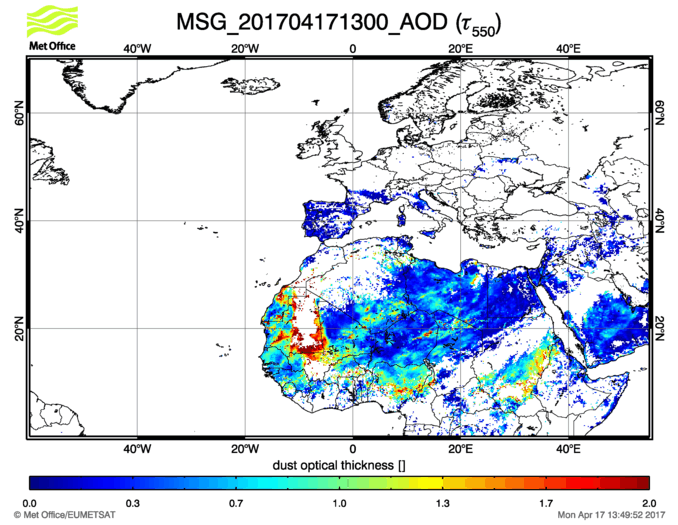 Aerosol Optical Depth - 2017-04-17 13:00