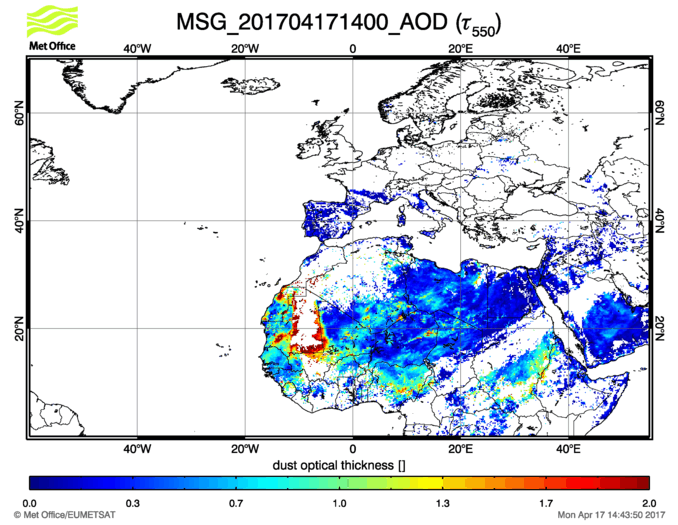 Aerosol Optical Depth - 2017-04-17 14:00