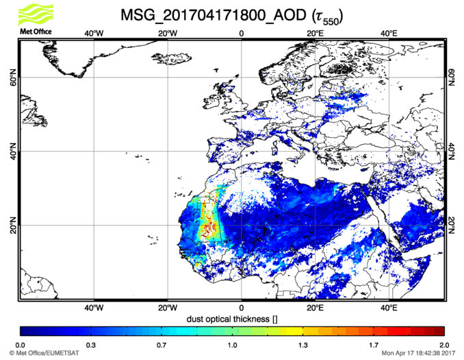 Aerosol Optical Depth - 2017-04-17 18:00