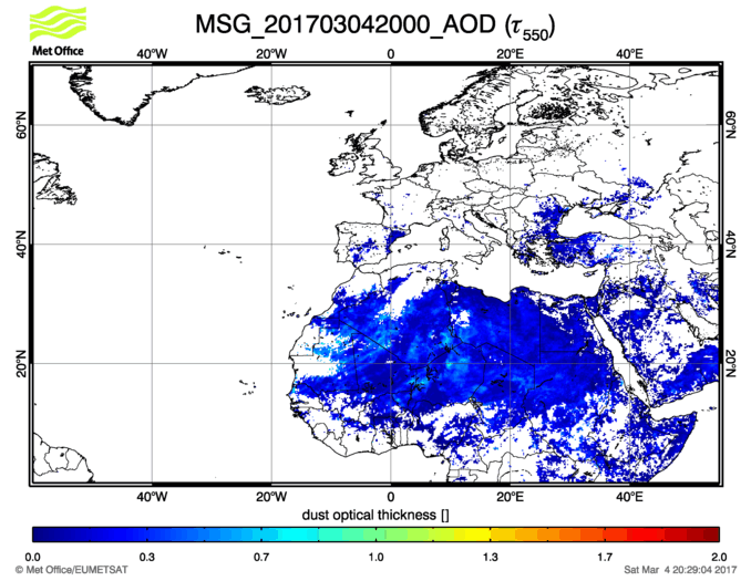 Aerosol Optical Depth - 2017-03-04 20:00