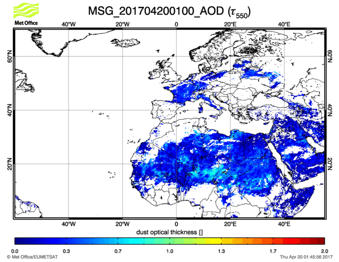 Aerosol Optical Depth - 2017-04-20 01:00