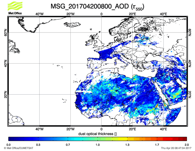 Aerosol Optical Depth - 2017-04-20 08:00