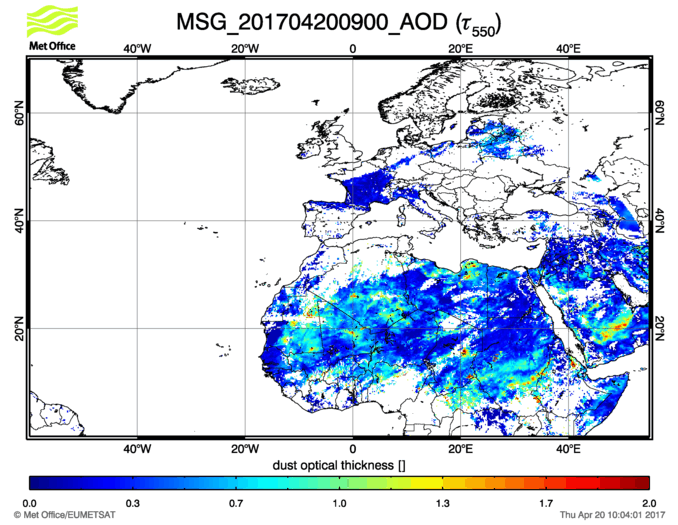 Aerosol Optical Depth - 2017-04-20 09:00