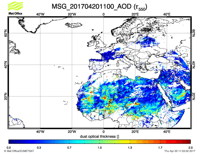 Aerosol Optical Depth - 2017-04-20 11:00