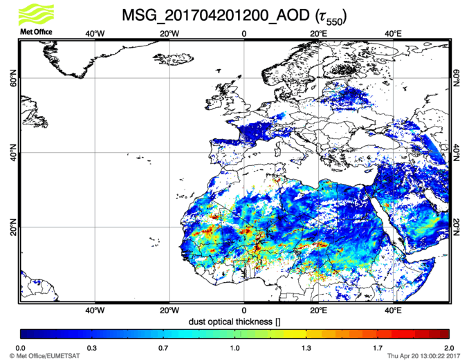 Aerosol Optical Depth - 2017-04-20 12:00