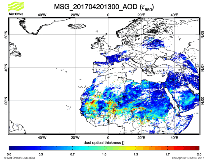 Aerosol Optical Depth - 2017-04-20 13:00