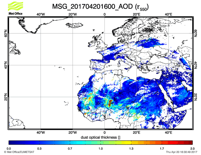 Aerosol Optical Depth - 2017-04-20 16:00