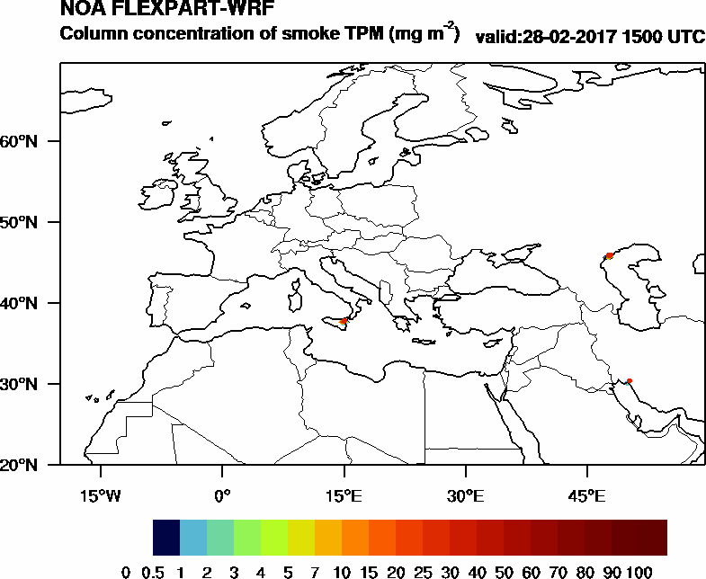Column concentration of smoke TPM - 2017-02-28 15:00