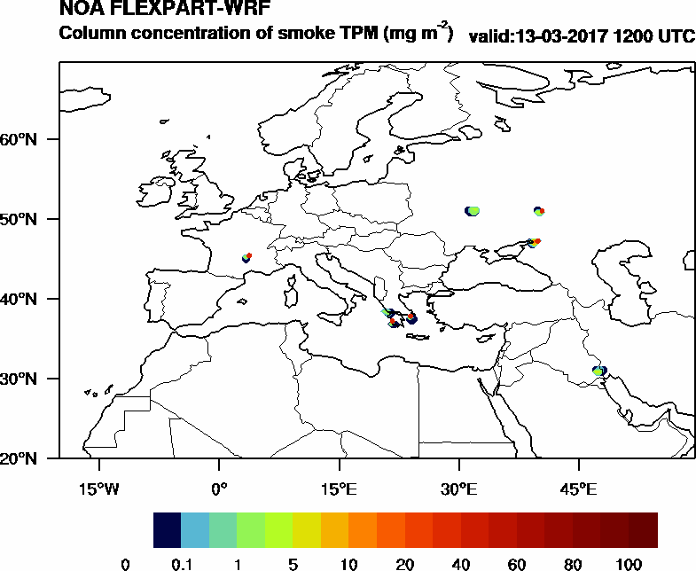 Column concentration of smoke TPM - 2017-03-13 12:00