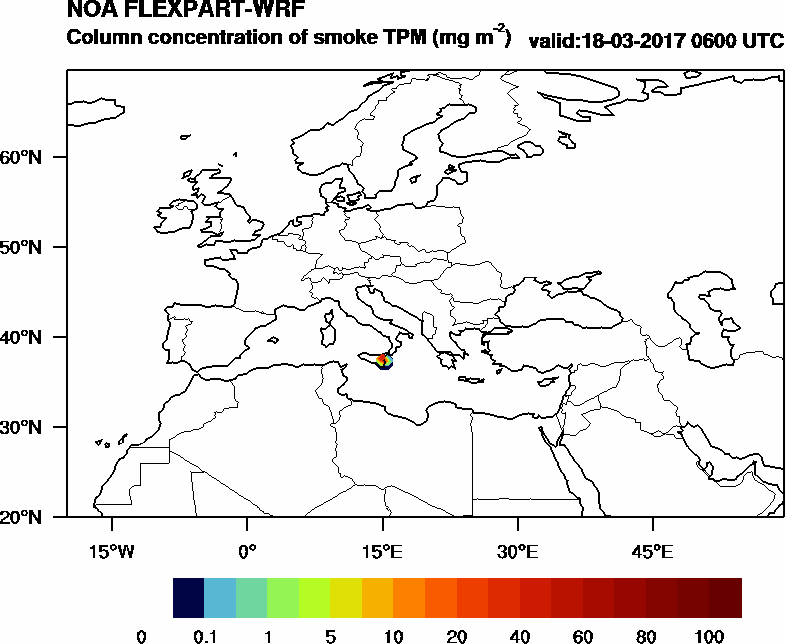 Column concentration of smoke TPM - 2017-03-18 06:00