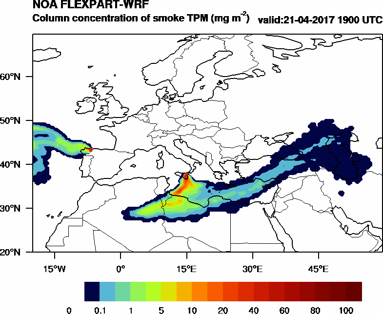 Column concentration of smoke TPM - 2017-04-21 19:00