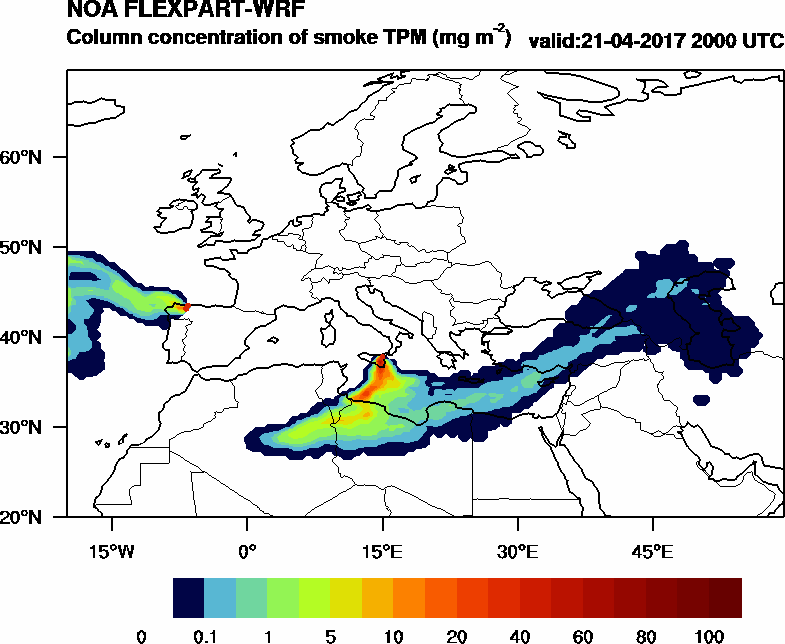 Column concentration of smoke TPM - 2017-04-21 20:00