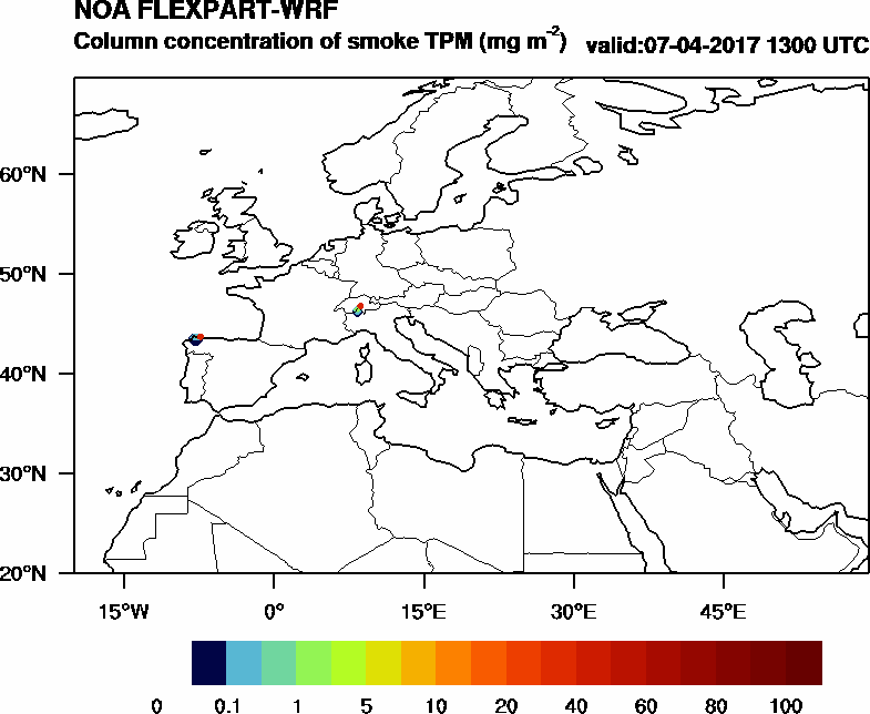 Column concentration of smoke TPM - 2017-04-07 13:00