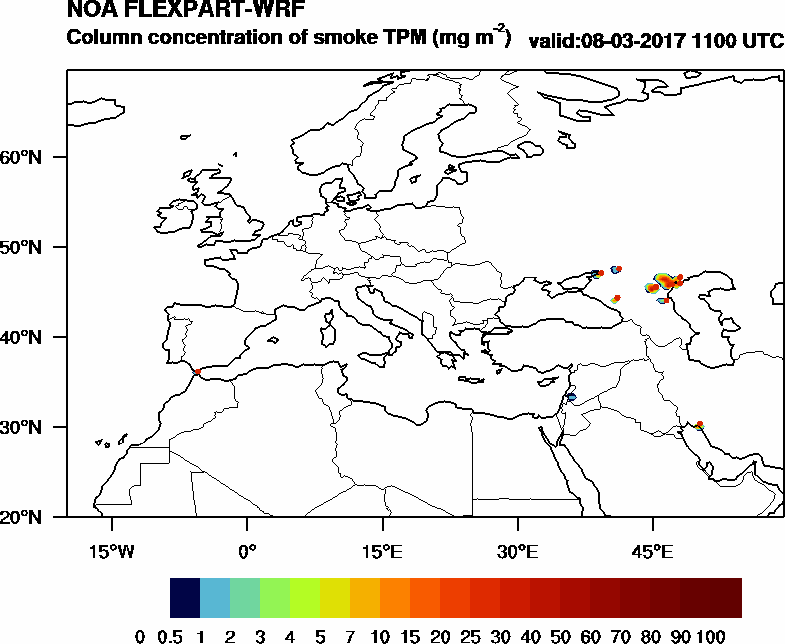 Column concentration of smoke TPM - 2017-03-08 11:00